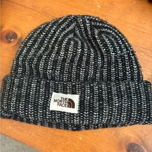 The North Face Black and Gray Knit Beanie